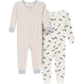 2-Pack Baby & Toddler Neutral Blue Plaid Snug Fitting Footless Pajamas