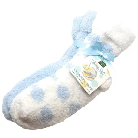 2 Pack Thera-Soft Moisturizing Socks: Baby Blue/Dots Baby Blue/White