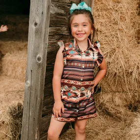Aztec SS Pearl Snap Dress Toddler (2T-5T)