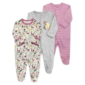 Baby Girls 3-Pack Sleep 'N Play Footies Multi Pack