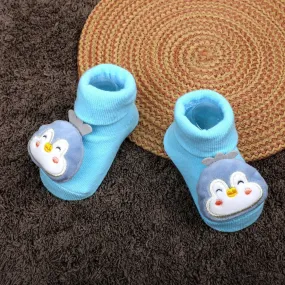 Baby Moo Happy Penguin Cotton Anti-Skid 3D Socks - Blue