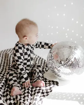 Black Checker | Bamboo Zip Pajamas