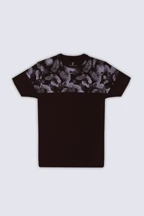 Chocolate Printed Paneled T-Shirt
