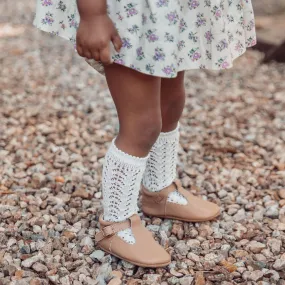 condor knee high socks - cream lacework cotton