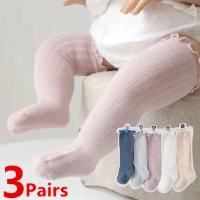 Cute Knee-High Cotton Socks  - Set of 3 Pairs