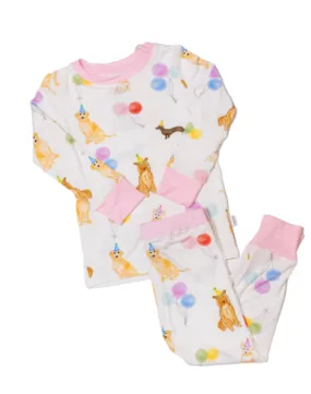 Dog Party 2 Piece Pajama- Pink