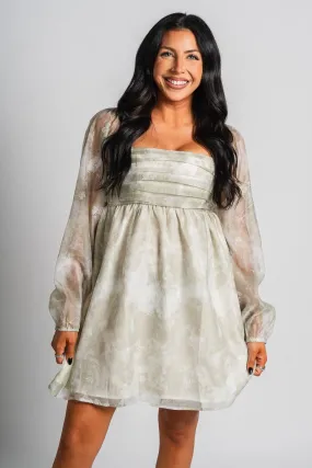 Floral babydoll dress sage