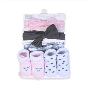HB White Pink Headband & Socks 5pcs Set HA4001B