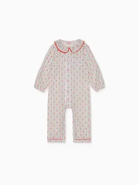 Ivory Floral Stripe Nicole Baby Girl Pyjamas