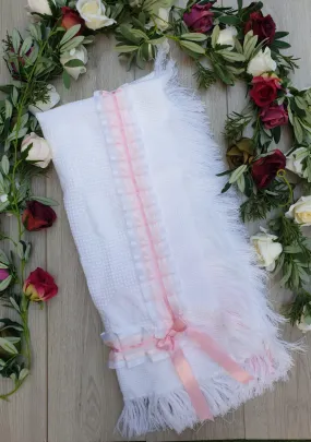 Luxury Baby Girls Frilly Trim Blanket