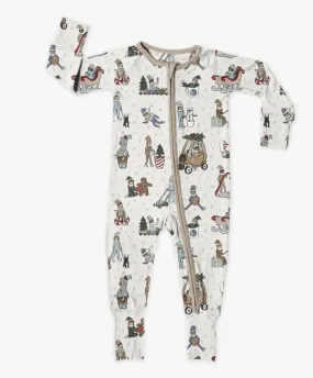 Neutral Elfie Zip Up Bamboo Pajamas | Sweet P Baby Co