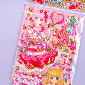 Princess Dress Up Puffy Sticker Set - Berry Rouge