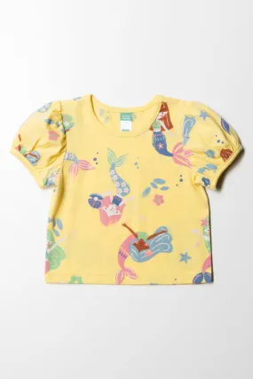 Puff Sleeves T-Shirt Yellow