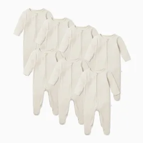 Ribbed Clever Zip Footed Baby Pajamas 7 pack