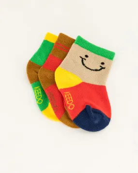 Smiley Colourblock 3 Pack Socks